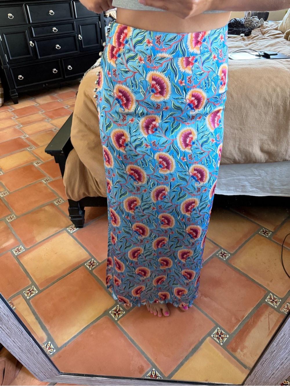 Paco Rabanne blue Floral skirt